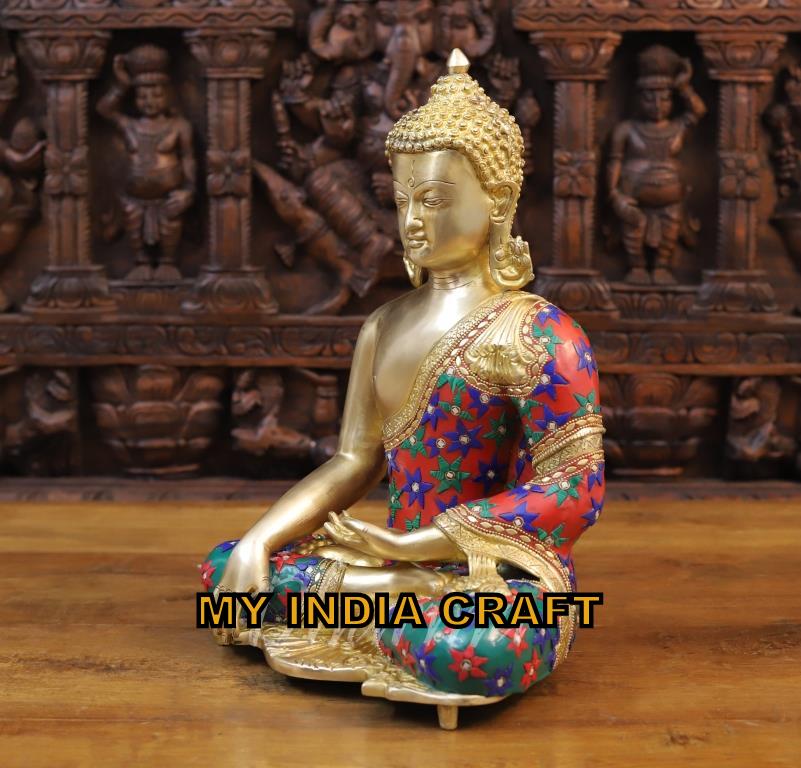 16" Buddha Statue brass