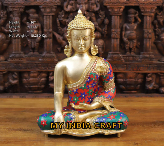 16" Buddha Statue brass