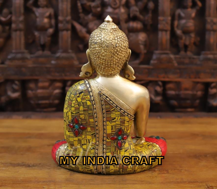 12.5" buddha statue brass