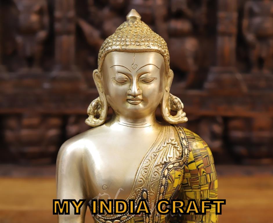 12.5" buddha statue brass