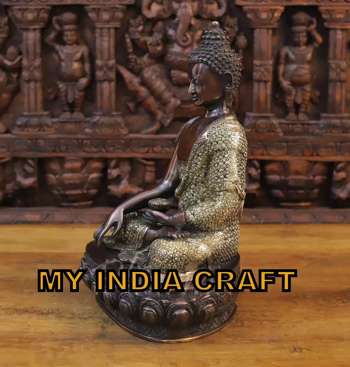 16.5" Buddha Statue brass