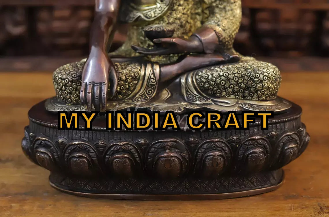 16.5" Buddha Statue brass