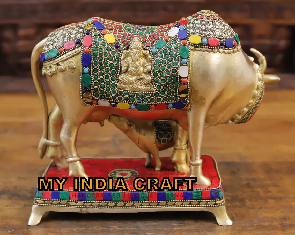 9.5" cow with baby statue