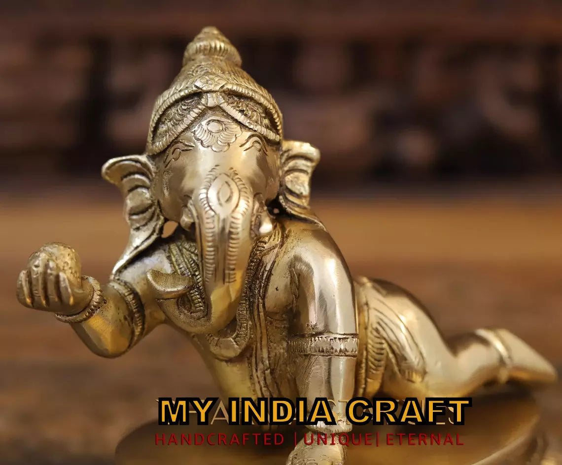 6" Brass small ganpati