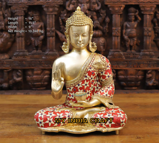 16" Buddha Statue brass