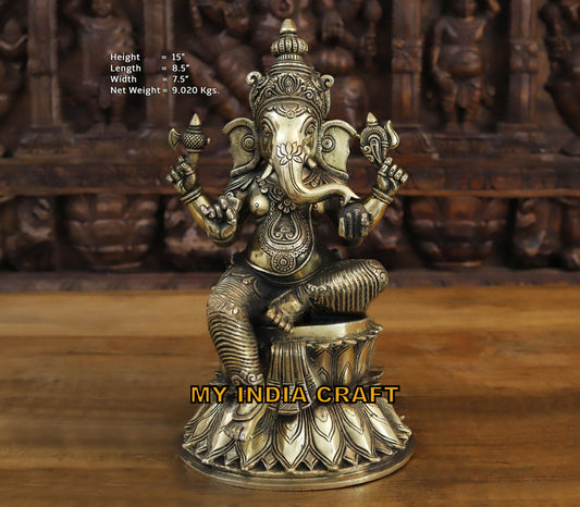 15" Sitting ganpati idol