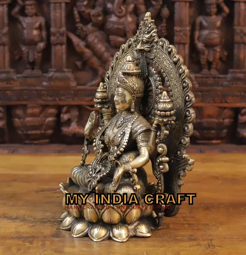 15" Lakshmi statue brass metal