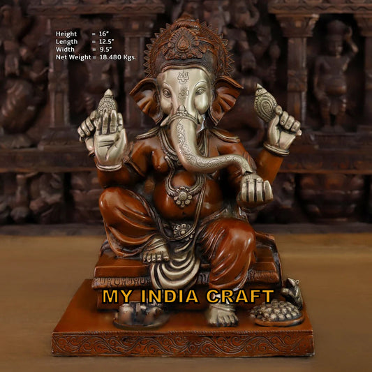 16" Brass ganesh statue