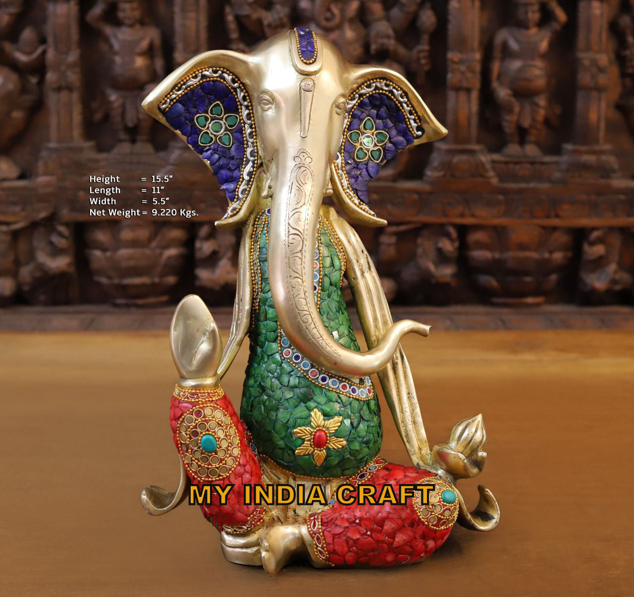 15.5" Brass ganesh idol