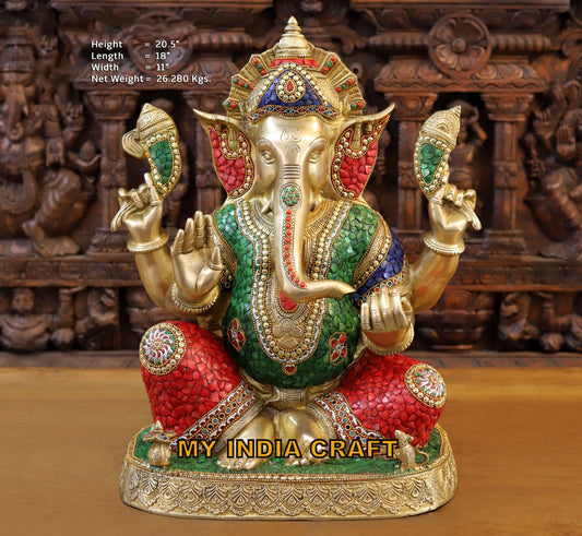 20.5" Ganesh statue brass