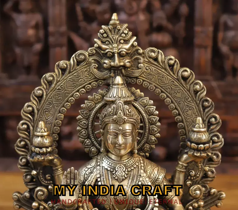 15" Lakshmi statue brass metal