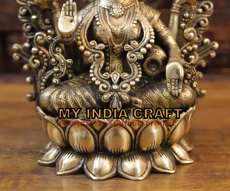 15" Lakshmi statue brass metal