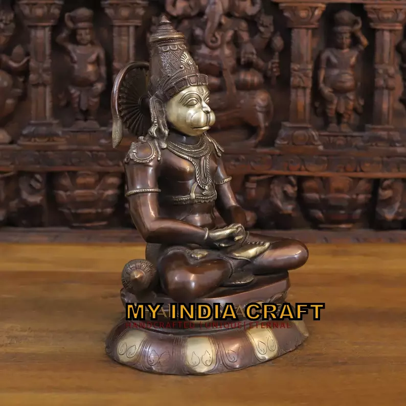 16" Hanuman statue brass antique