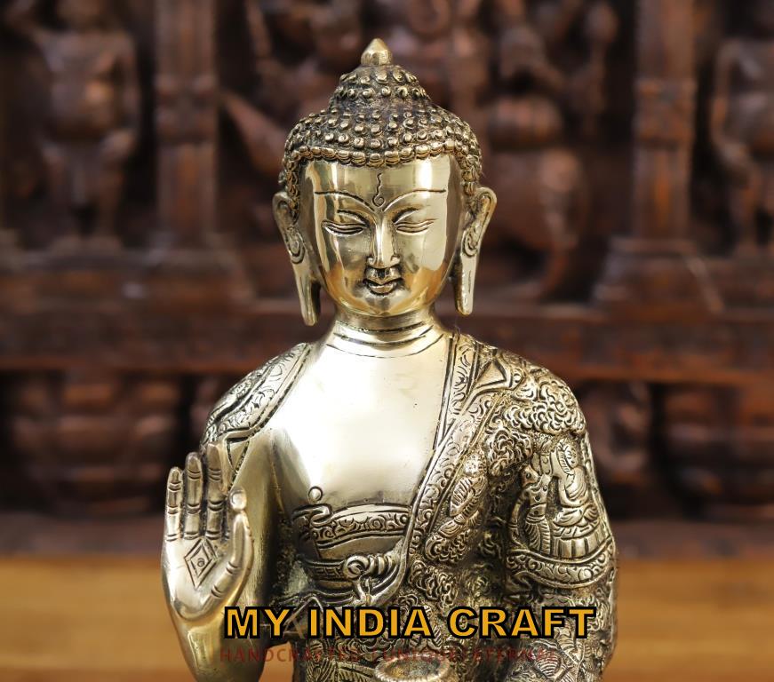 14.5" Buddha brass statue