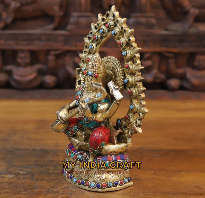10.5" Saraswati idol brass