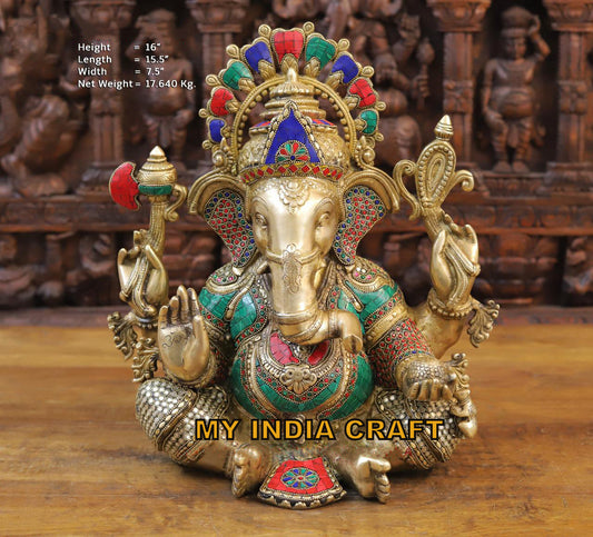 16" Ganpati Brass Idol