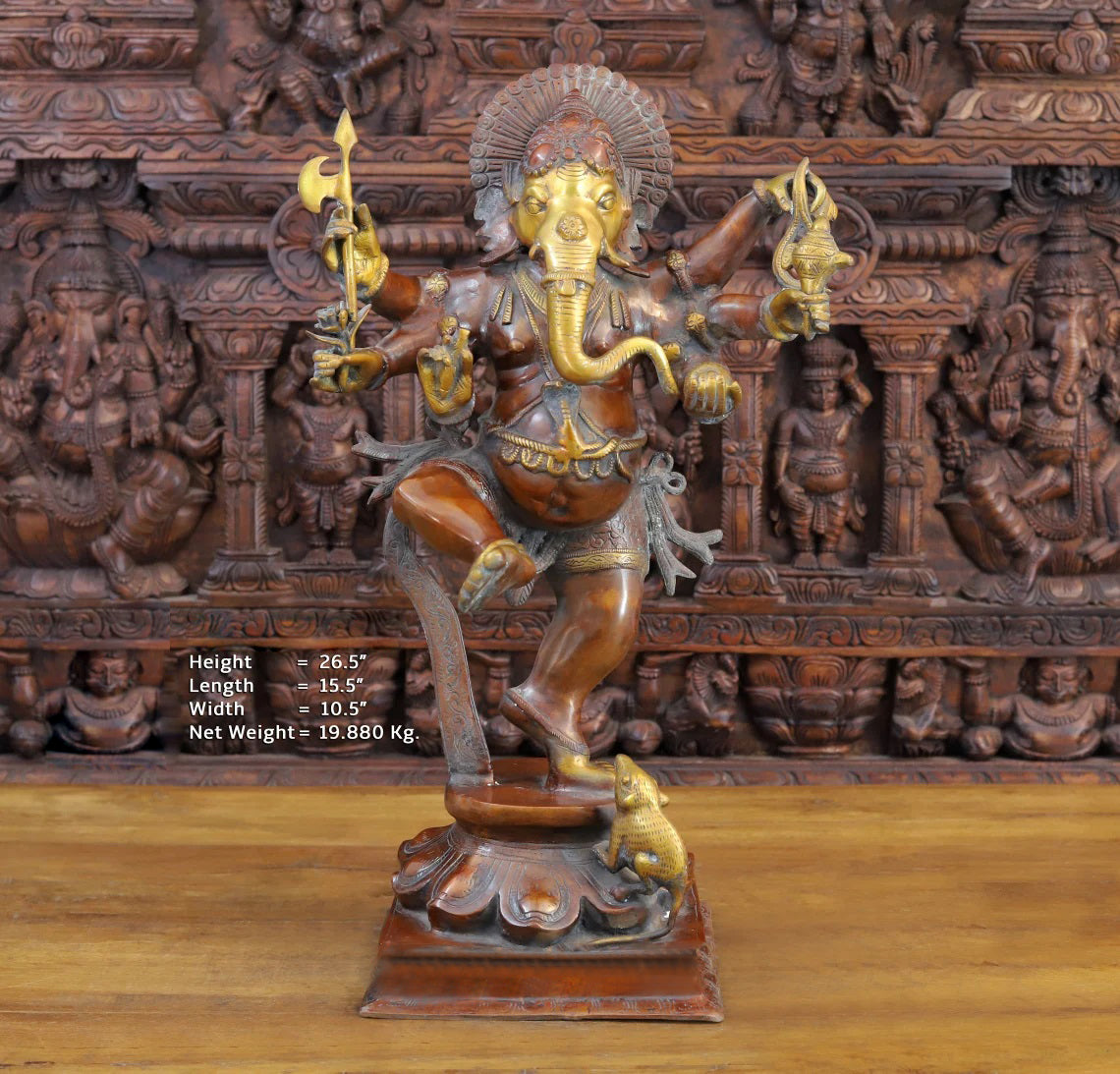 26.5" Ganesh statue brass