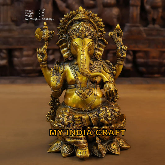 12" Lotus Ganpati Murti