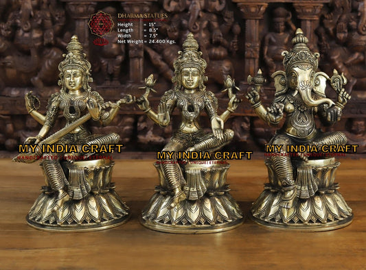 15" Lakshmi Ganpati Saraswati set