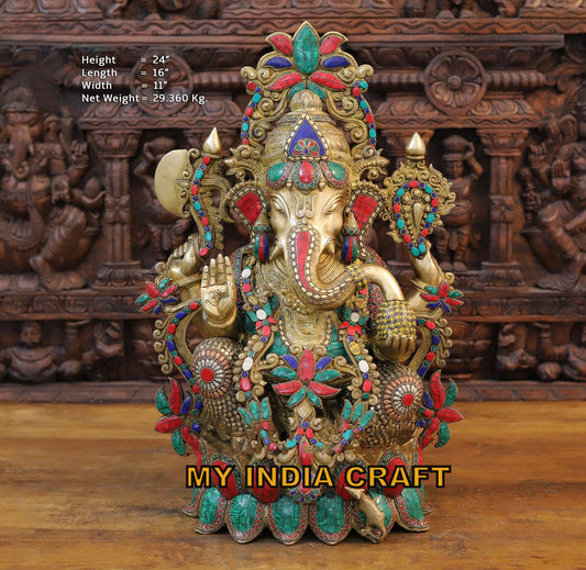 24" Colourful Ganpati statue