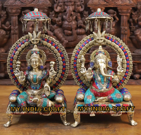 Big Ganesh Lakshmi statue set