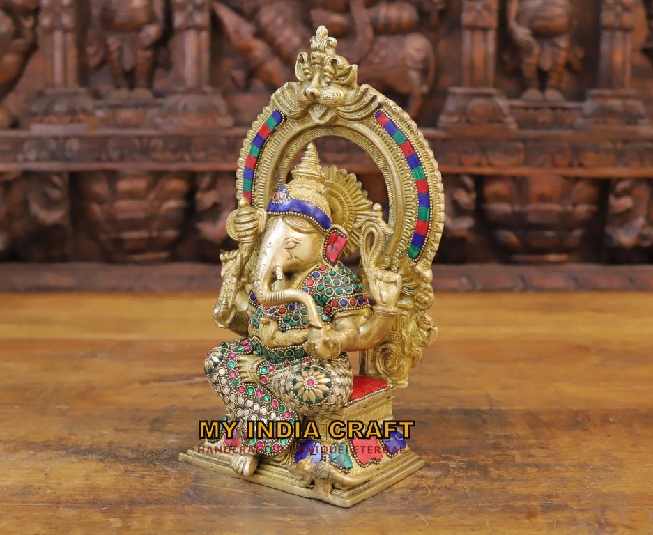 12" Ganesha brass idol