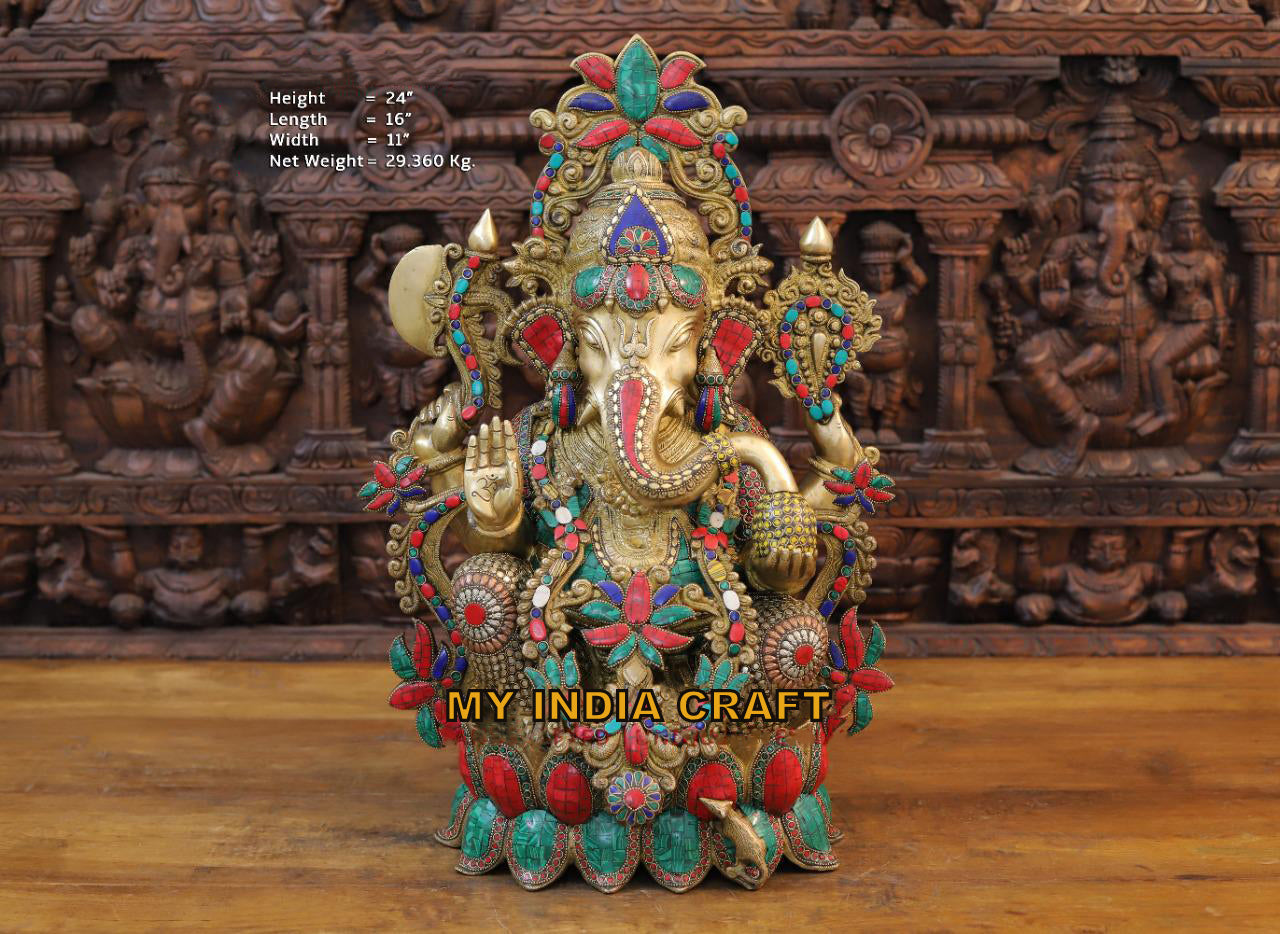 24" Big Ganesh statue in brass