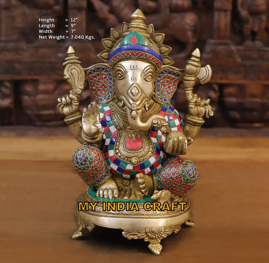 12" ganesh statue