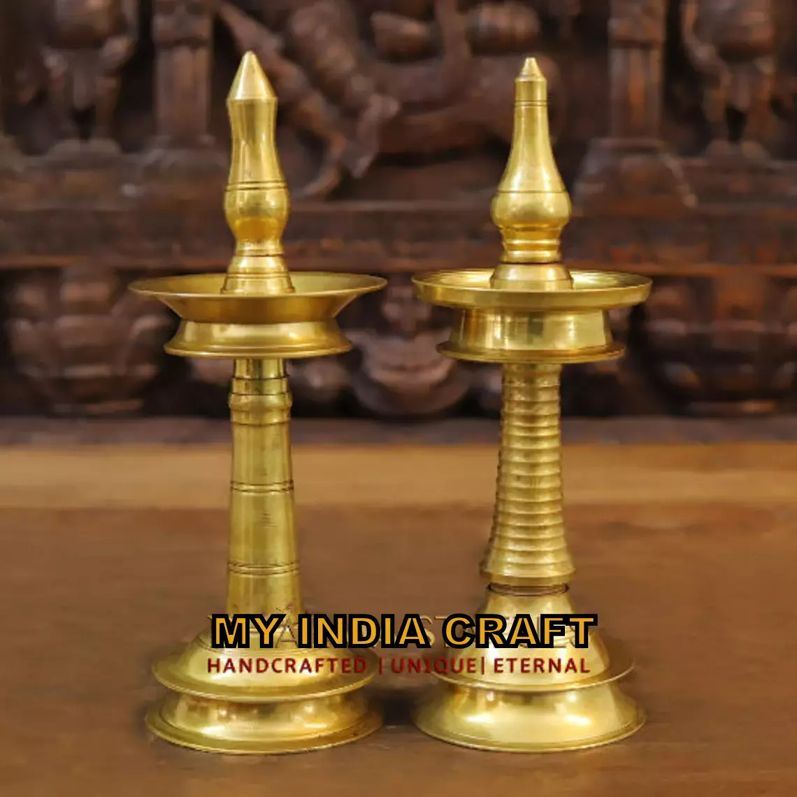 11.5" Brass diya samay (set of 2)