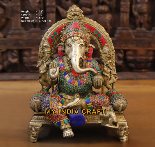 13" Ganpati statue with straight posture