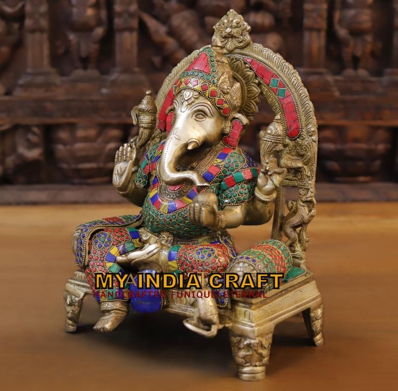 13" Ganpati statue with straight posture