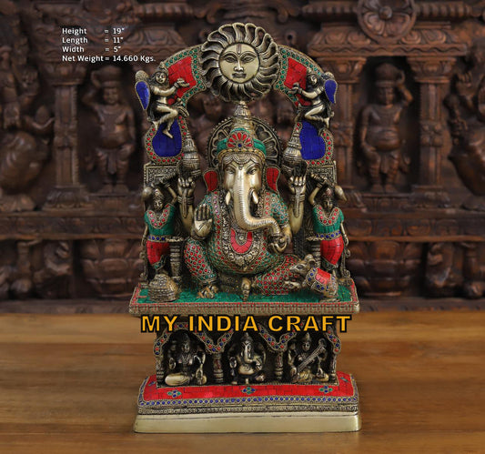 19" Brass Ganpati idol