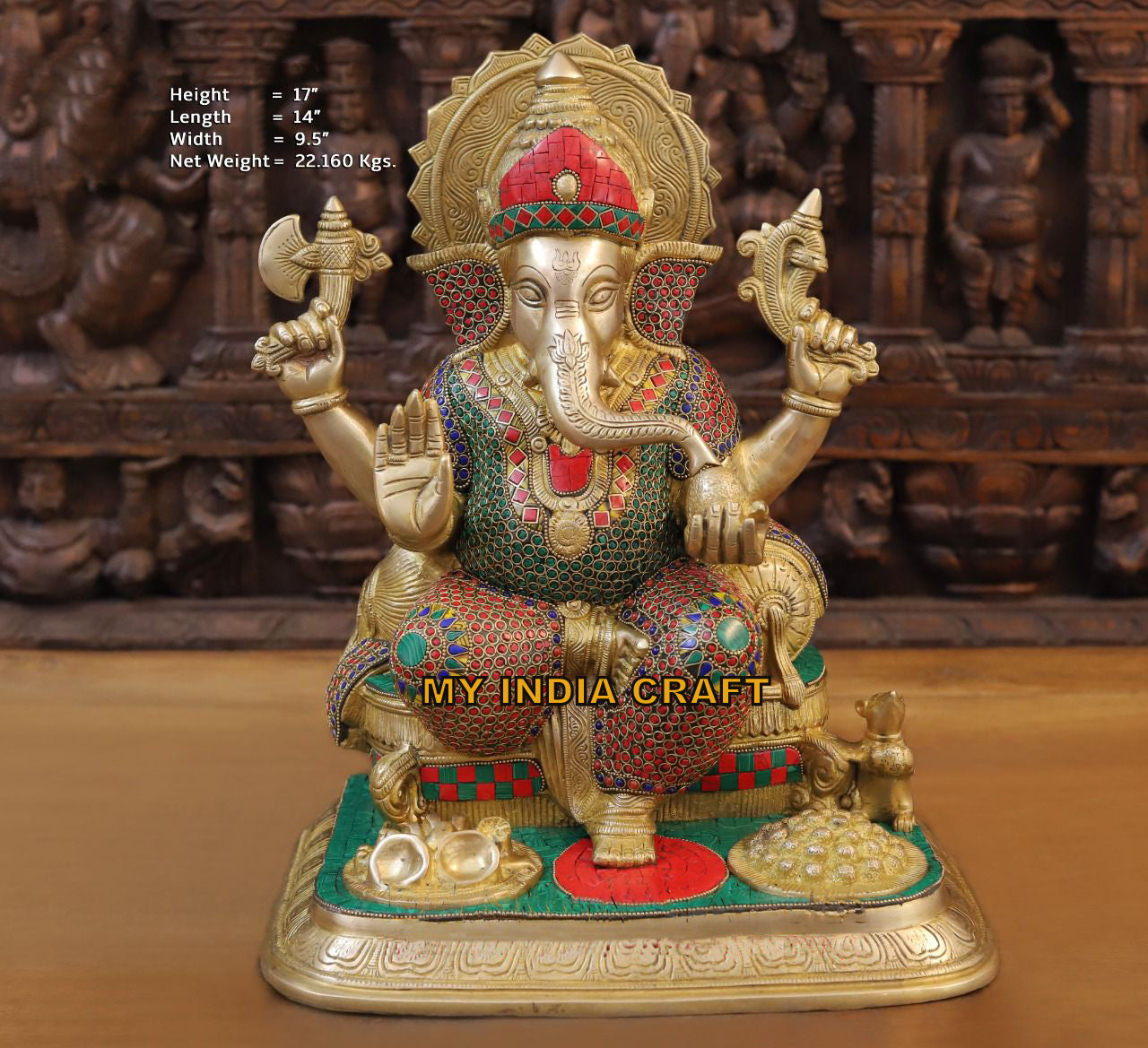 17" Brass Ganpati Idol