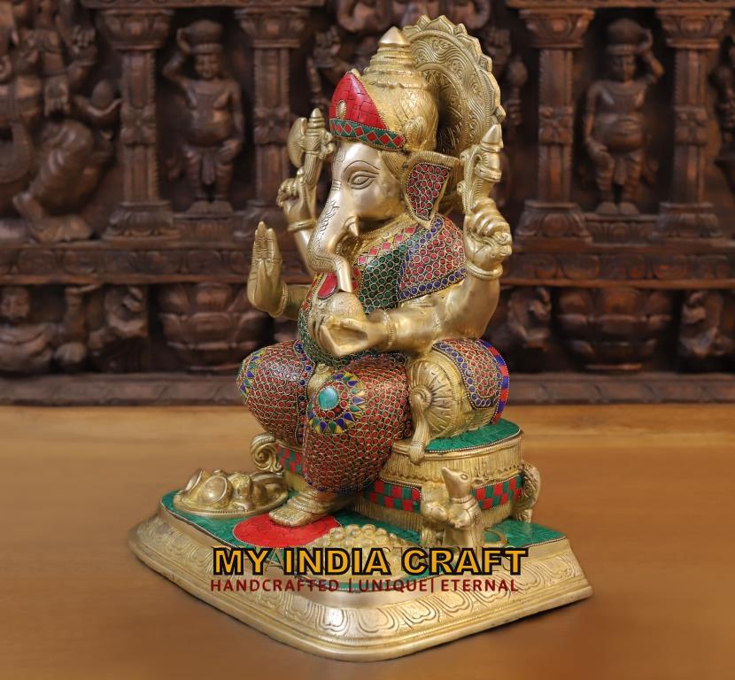 17" Brass Ganpati Idol