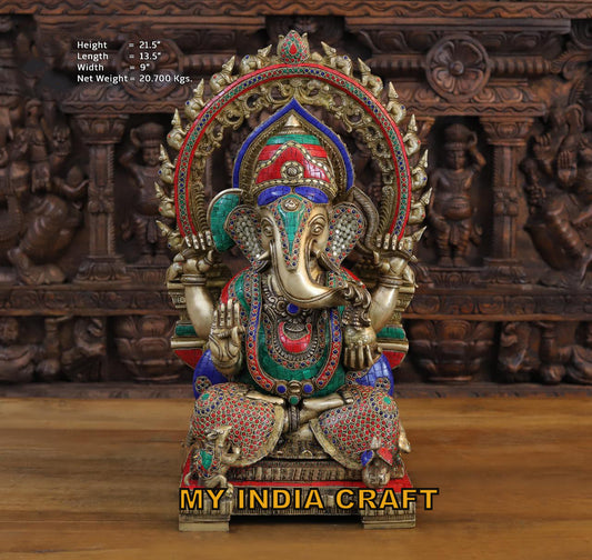 21.5 Brass Ganpati statue