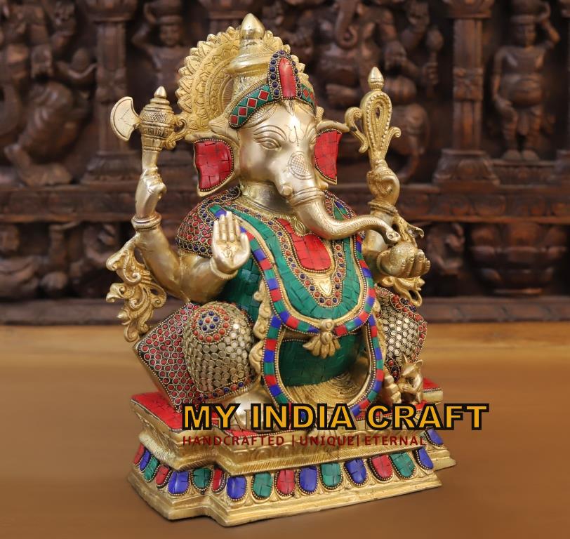 15.5" Ganesh statue brass