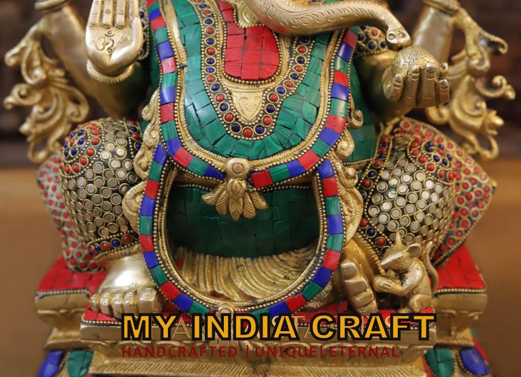 15.5" Ganesh statue brass