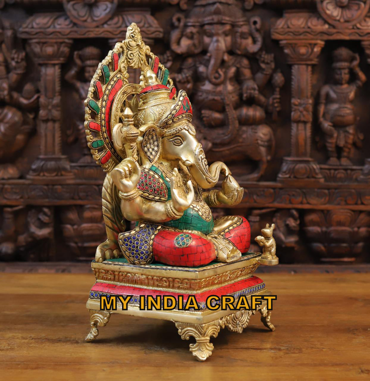Saugat Traders Ganesh Idol for Car Dashboard - Gold Plated Ganesh Idol-Ganesh  Ji Murti-Ganesh Statue(