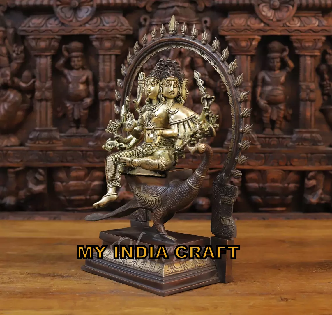 17.5" Murugan statue with peacock