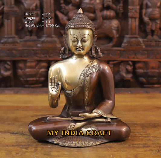 13" Buddha statue brass