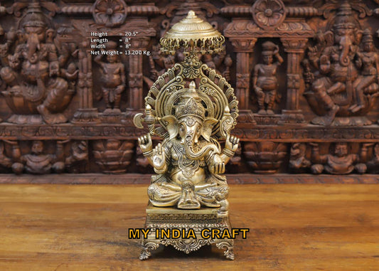 20.5" Chatra Ganesh statue