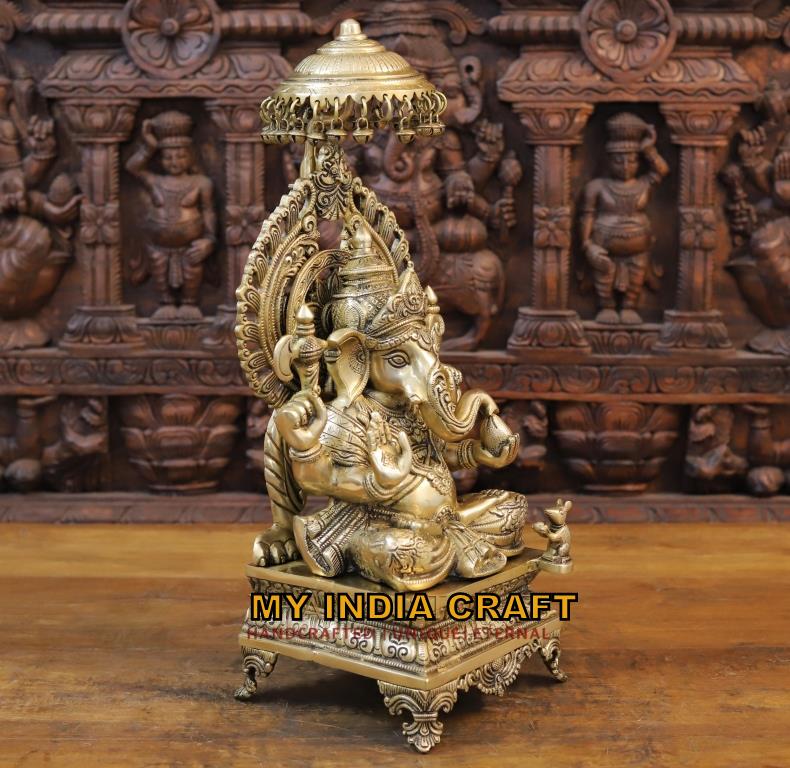 20.5" Chatra Ganesh statue
