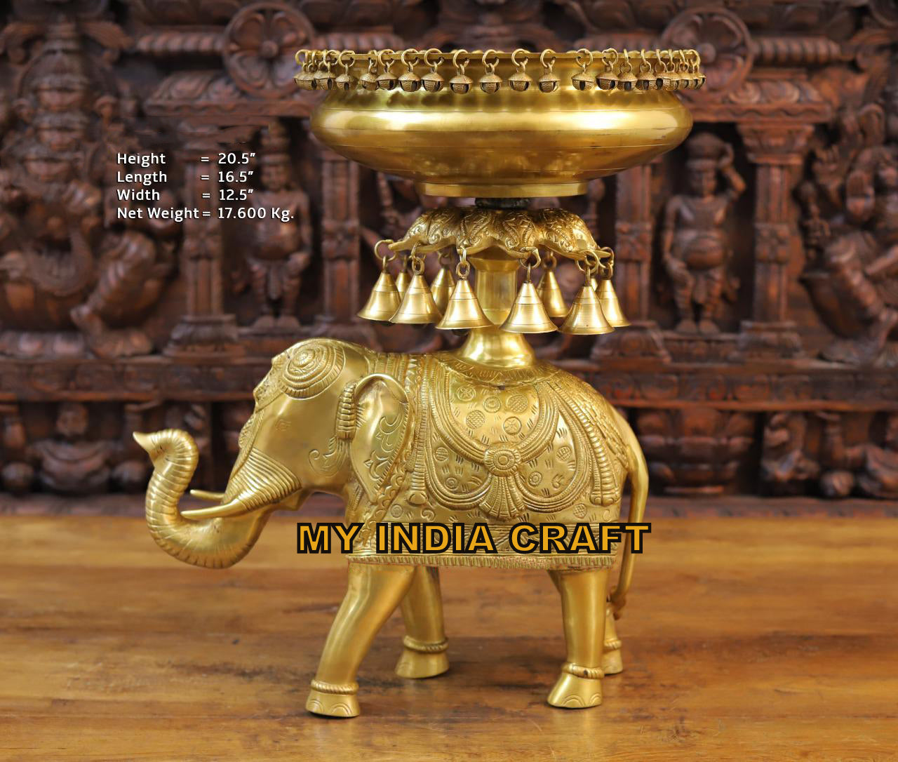 20.5" Urli with Elephant stand