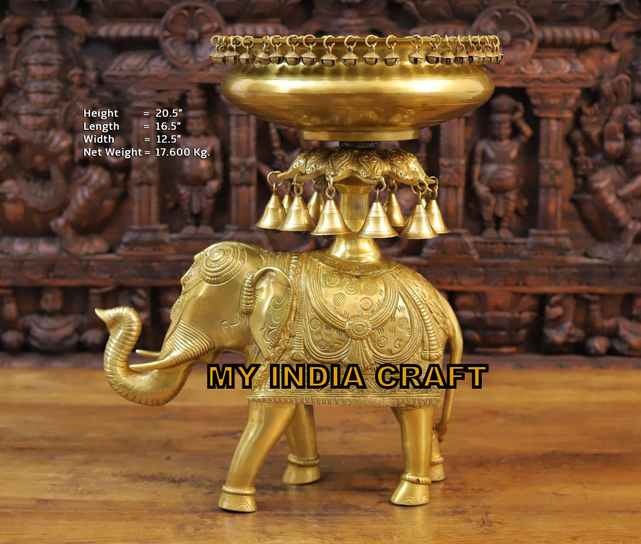 20.5" Urli with Elephant stand