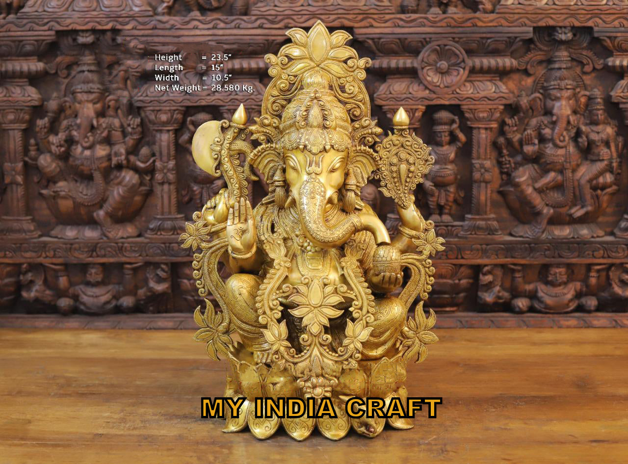23.5" Brass Ganesh statue
