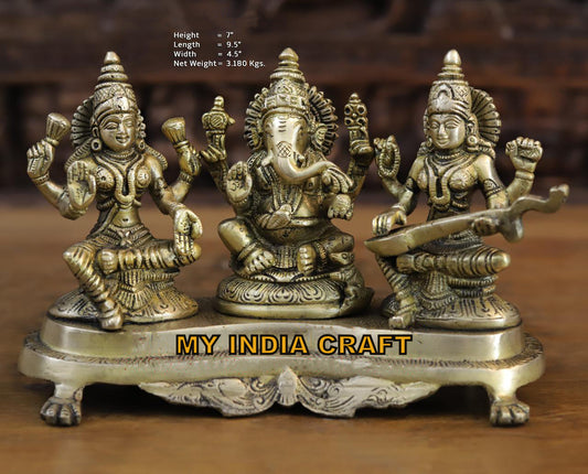 7" Ganesh Lakshmi Saraswati statue