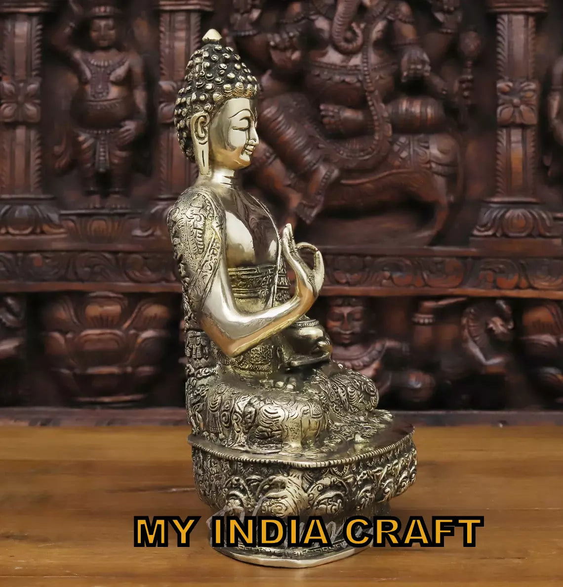 12.5" buddha statue brass