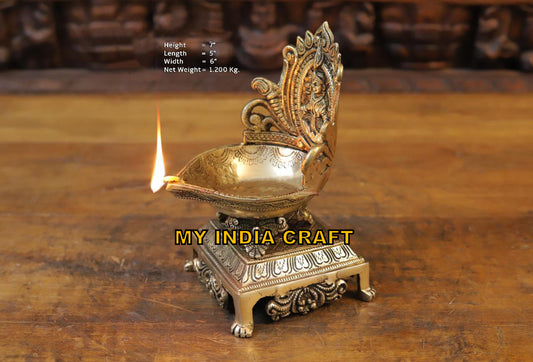 7" Brass Lakshmi Diya (set of 2)