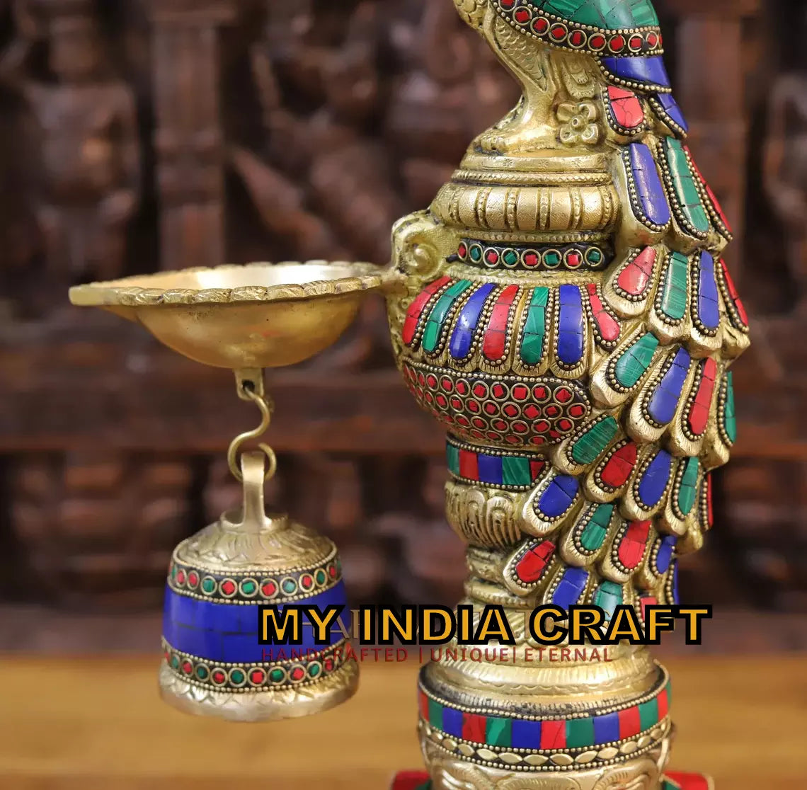 22 Dancing Peacock Brass Diya, Indian Home Decor