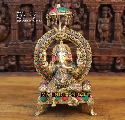 17.5" Ganesh statue inlay handcrafted